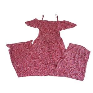 Old Navy Red Paisley‎ Print Off-Shoulder Jumpsuit - Size S